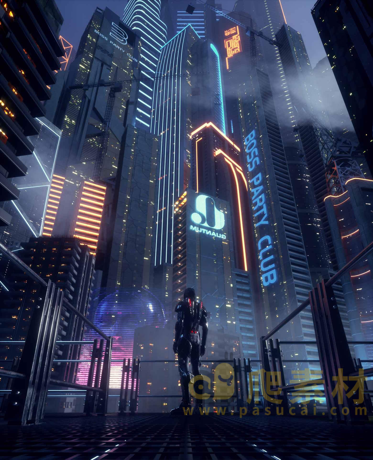 C4D模型 Octane渲染 赛博朋克风城市 蝙蝠侠 摩天大楼3D模型