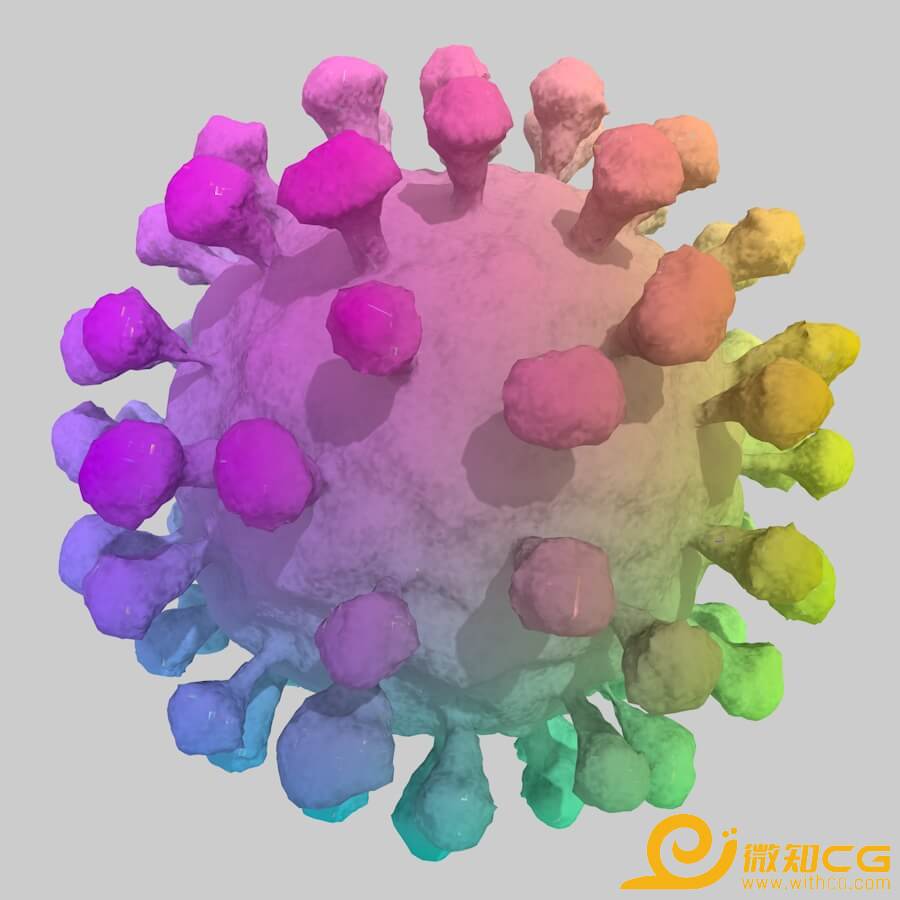 彩虹冠状病毒3D模型C4D/FBX/OBJ格式