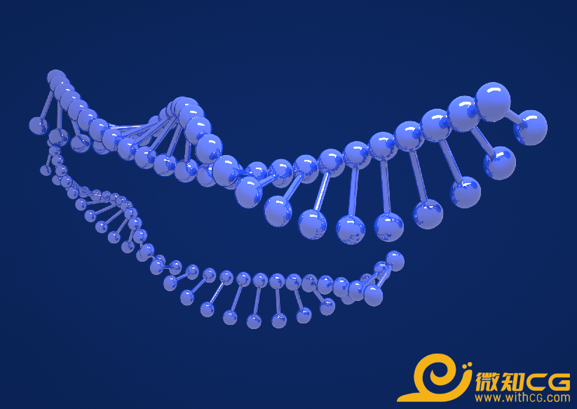 C4D模型Octane Render制作深蓝DNA基因链条