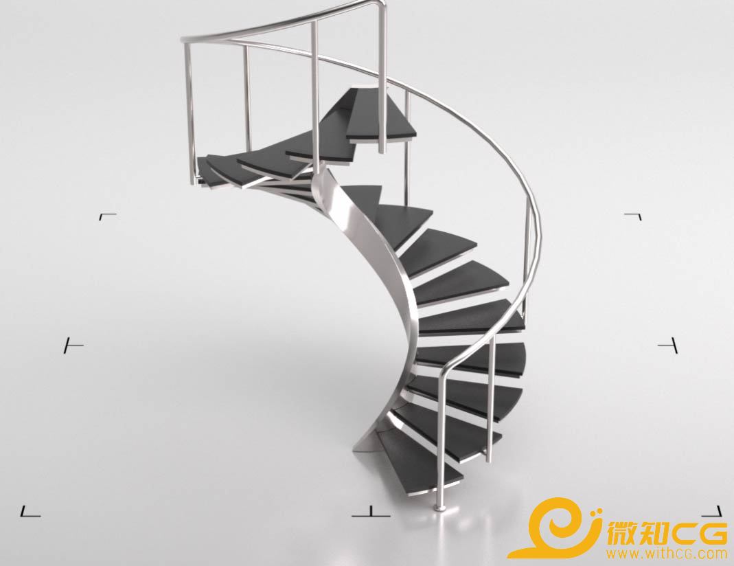 现代简约风螺旋楼梯C4D模型