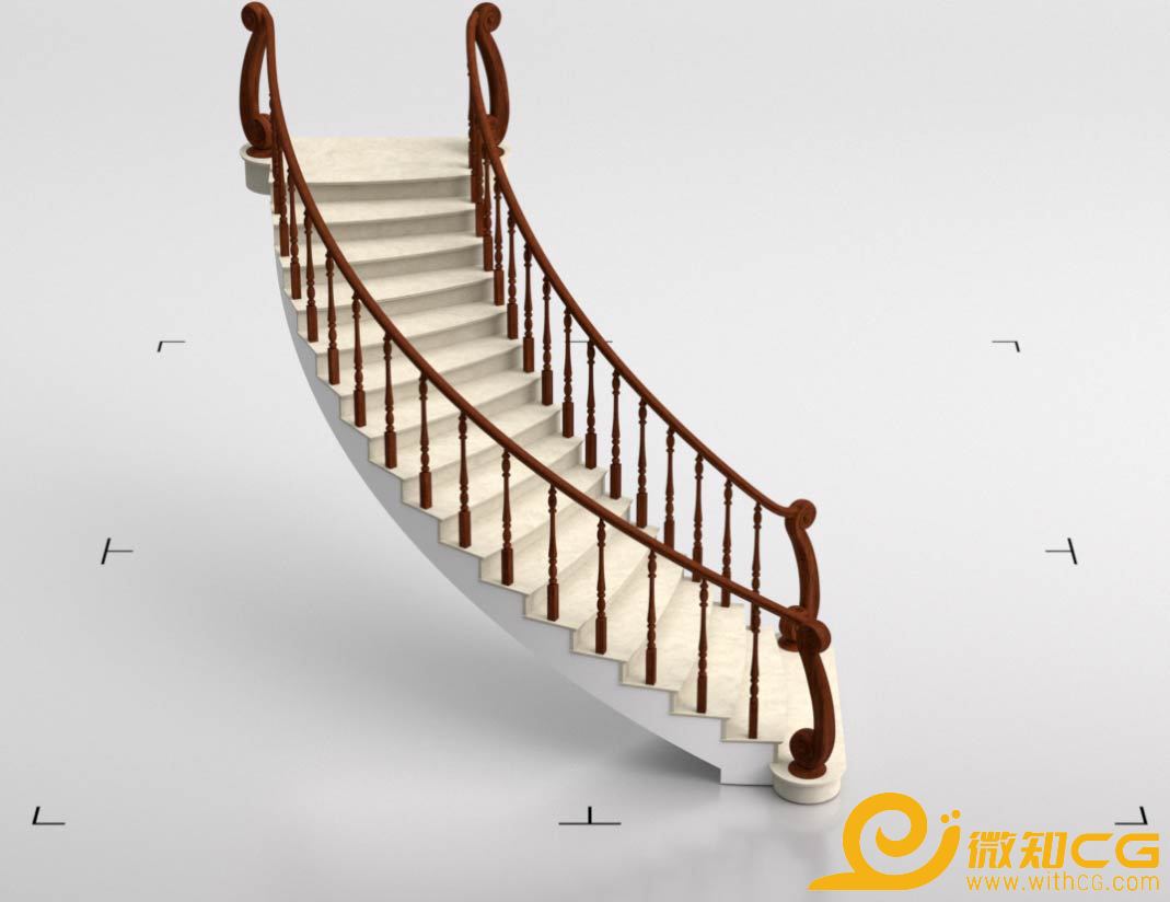 弧形欧式楼梯C4D模型