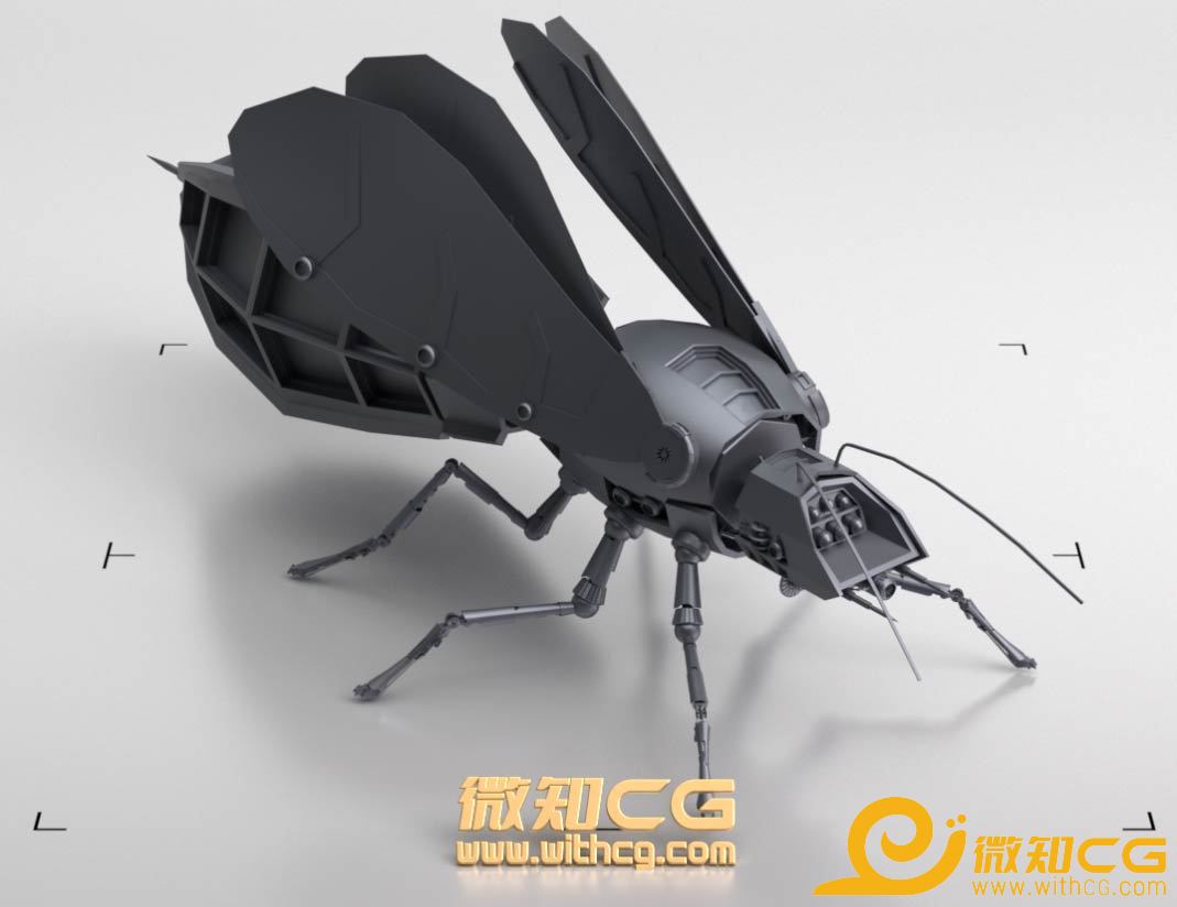 金属机械蜜蜂科幻飞行动物昆虫3D模型