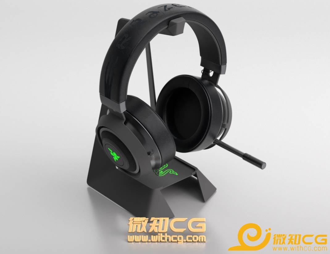雷蛇头戴式耳机游戏电竞耳机C4D模型