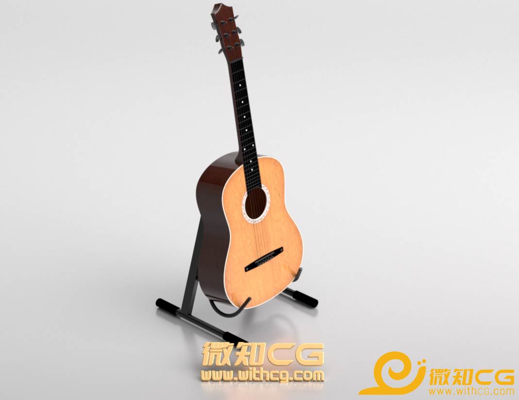 带立式架子的木吉他C4D模型