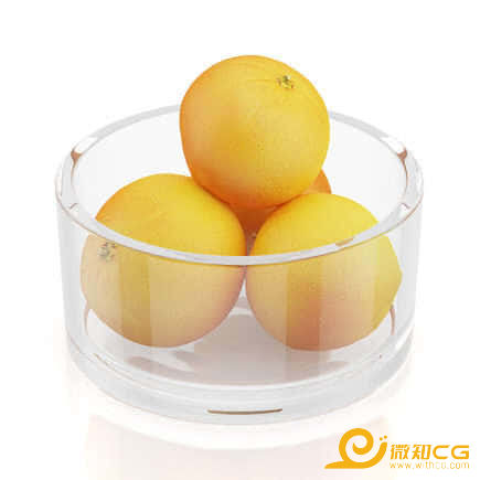 玻璃器皿中的橙子C4D模型含材质贴图
